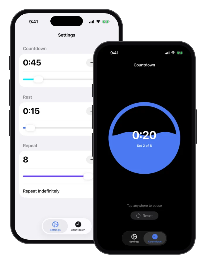 Intervals timer app on iPhone