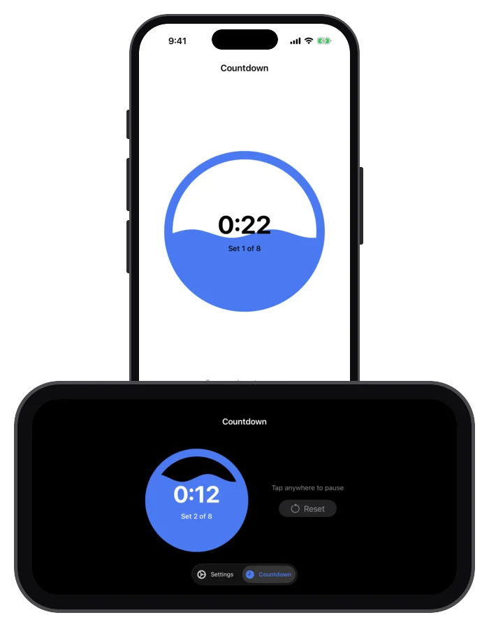 Intervals timer in landscape on iPhone and iPad